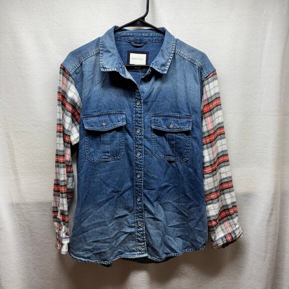 American Eagle Denim Flannel Shacket - Size Medium - NWT - Picture 1 of 7
